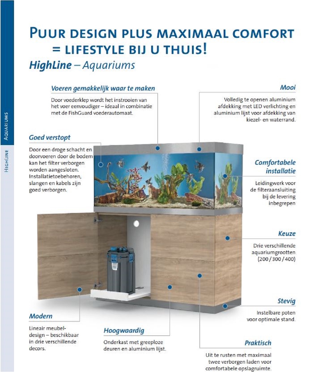 OASE HIGHLINE OPTIWHITE 400 AQUARIUM MET MEUBEL DIV KLEUREN